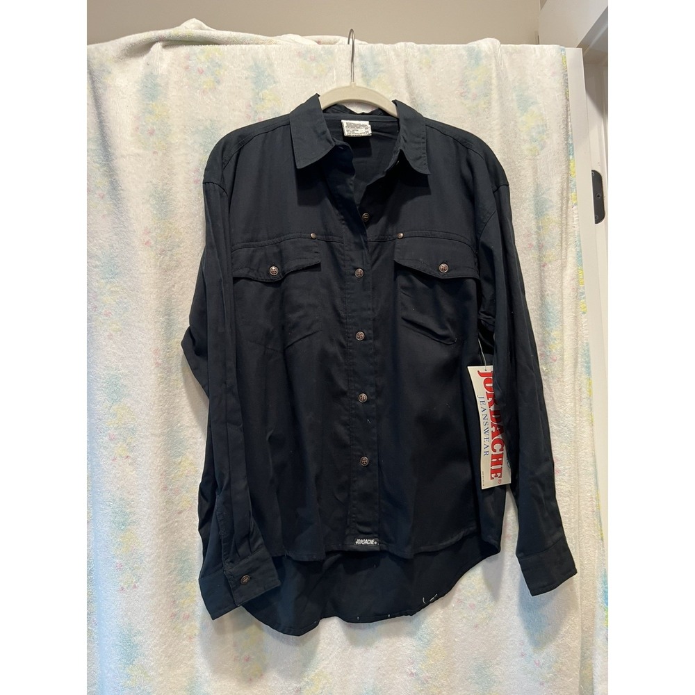 Vintage Original Jordache Jeanswear Short Sleeve Navy Shirt Men's Size Small